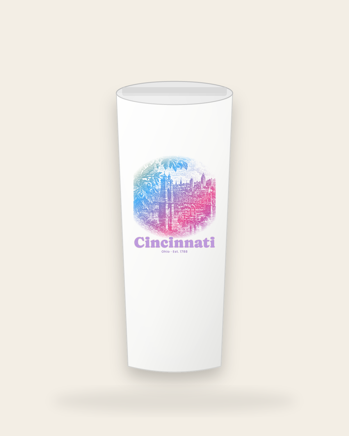 Cincinnati Suspension Bridge Insulated Tumbler 20oz in White