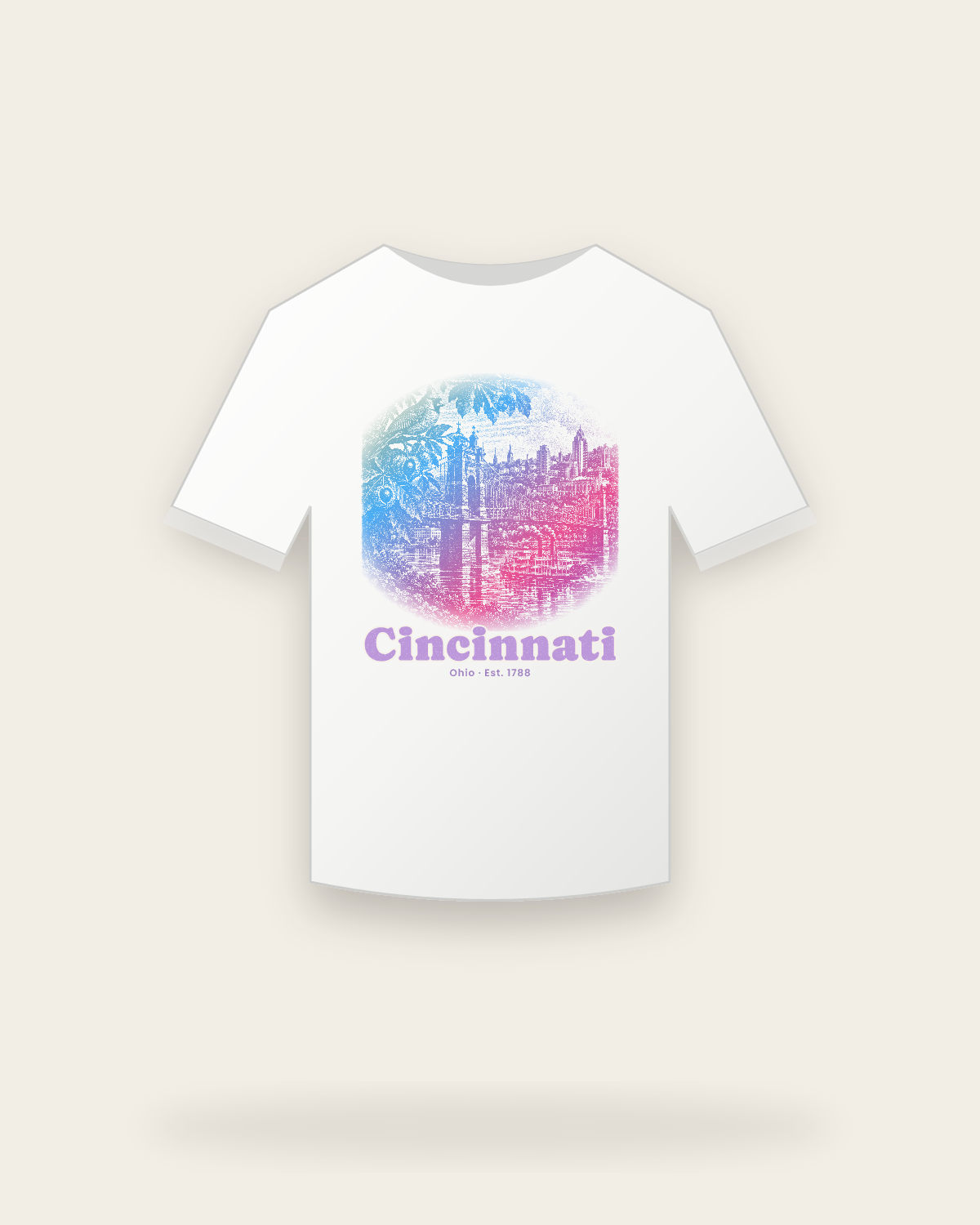 Cincinnati Suspension Bridge Youth Tee in White