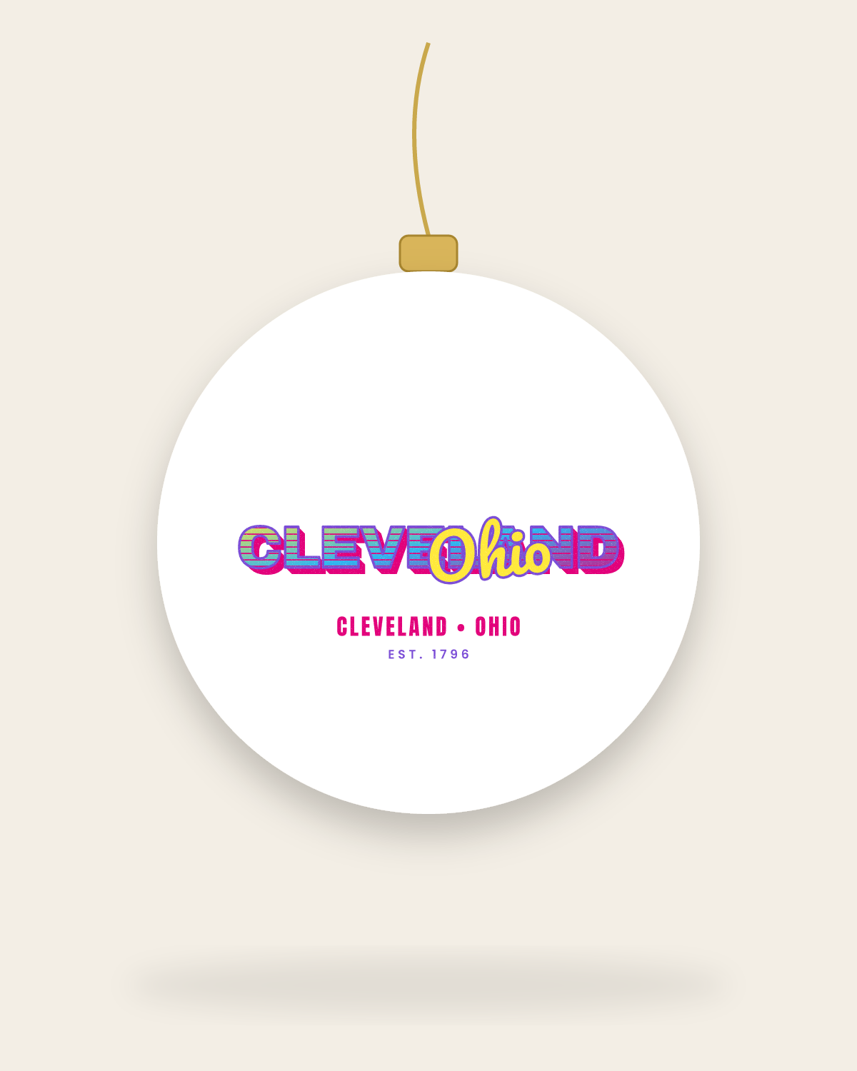 Cleveland Music TV Ceramic Ornament in White