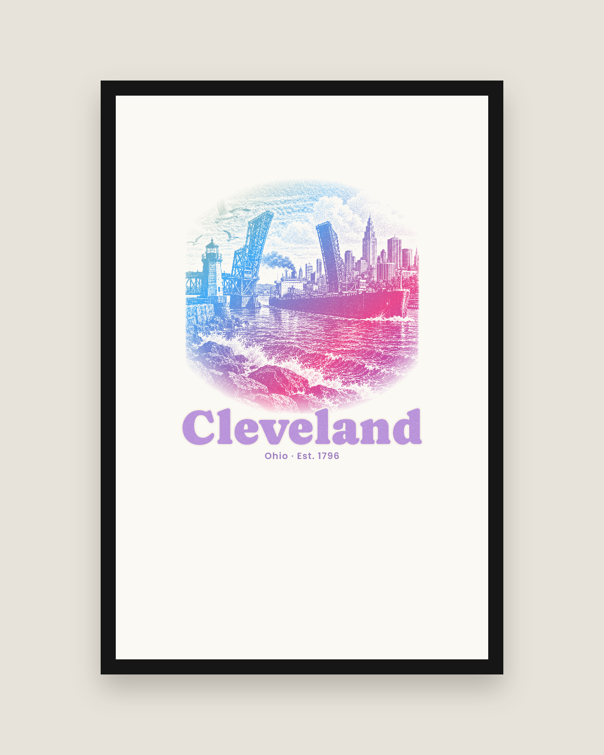 Cleveland Harbor Freighter Matte Poster in White