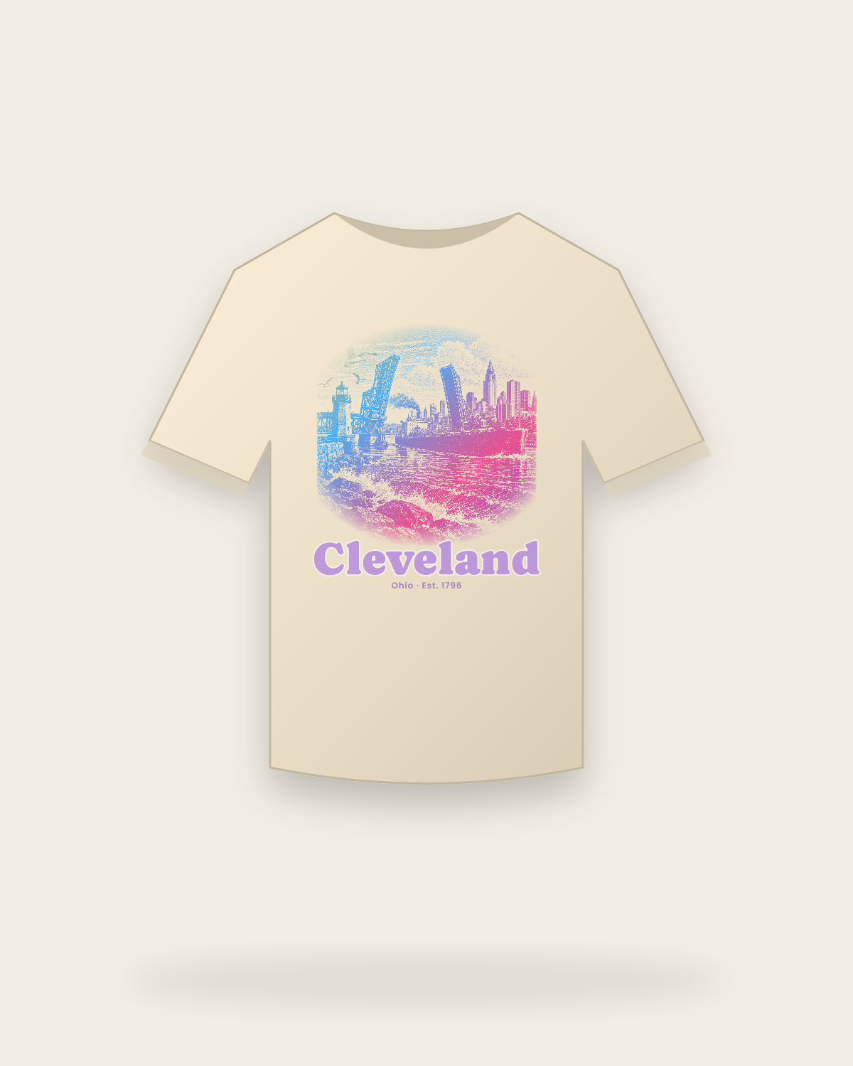 Cleveland, OH Harbor Freighter Classic Tee in Natural
