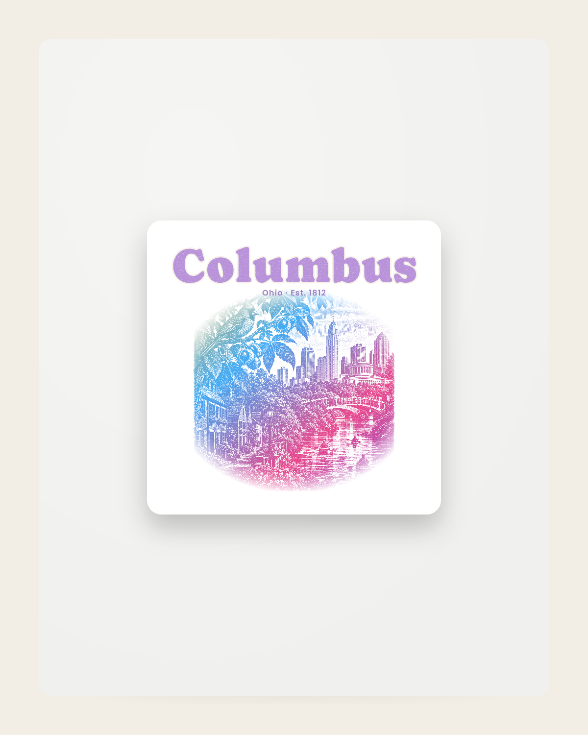 Columbus Scioto Mile Fridge Magnet in White