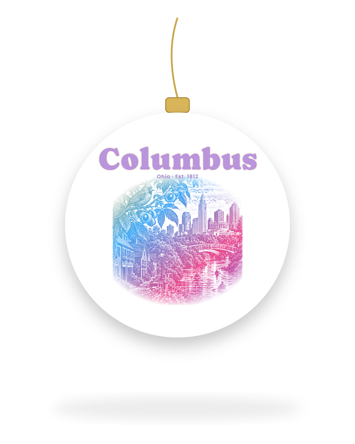 Columbus Scioto Mile Ceramic Ornament in White