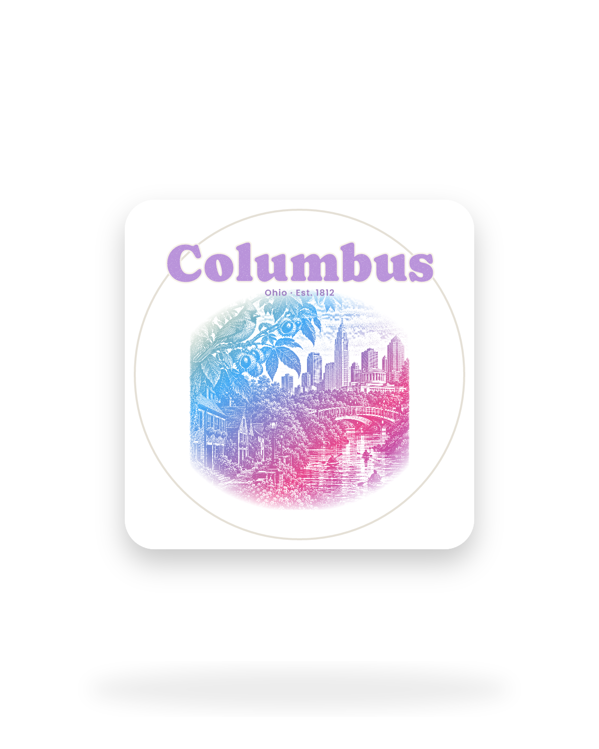Columbus Scioto Mile Kiss-Cut Sticker in White