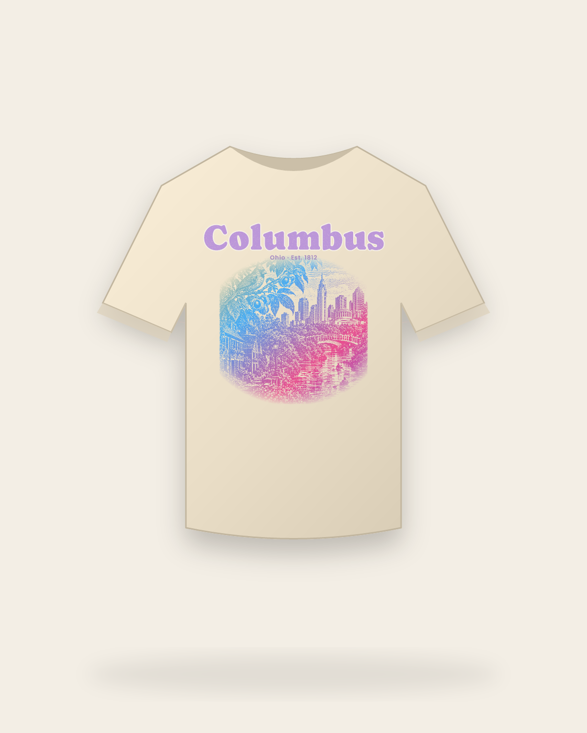 Columbus, OH Scioto Mile Classic Tee in Natural