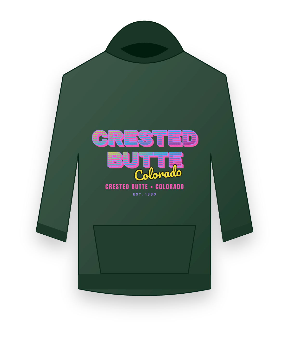 Crested Butte Music TV Hooded Sweatshirt in Forest Green