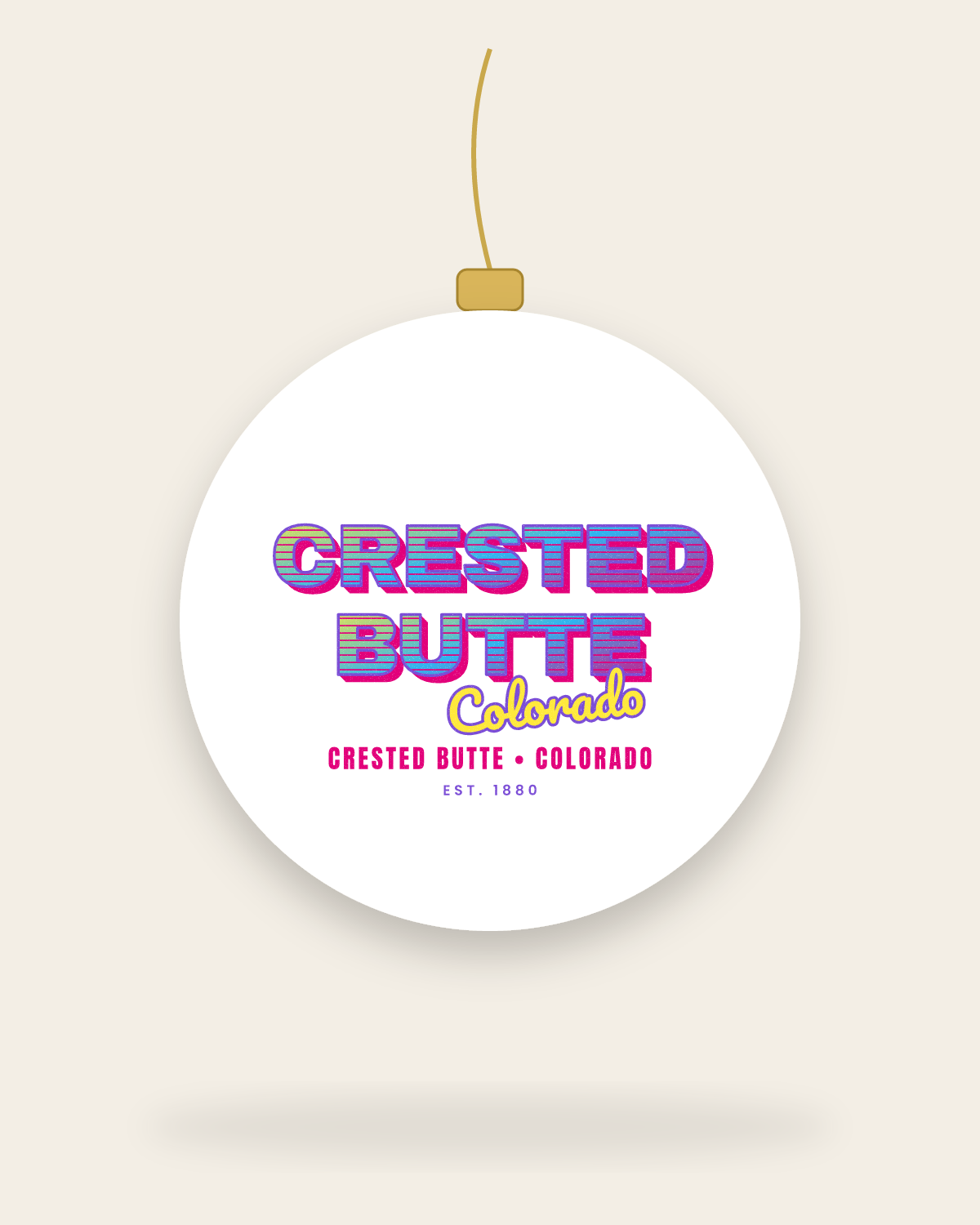 Crested Butte Music TV Ceramic Ornament in White