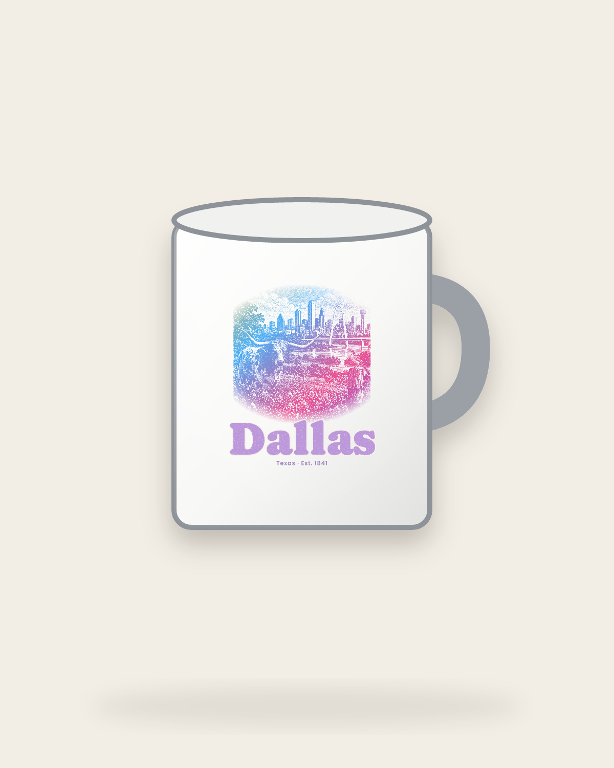 Dallas Bluebonnet Longhorn Enamel Camp Mug in White