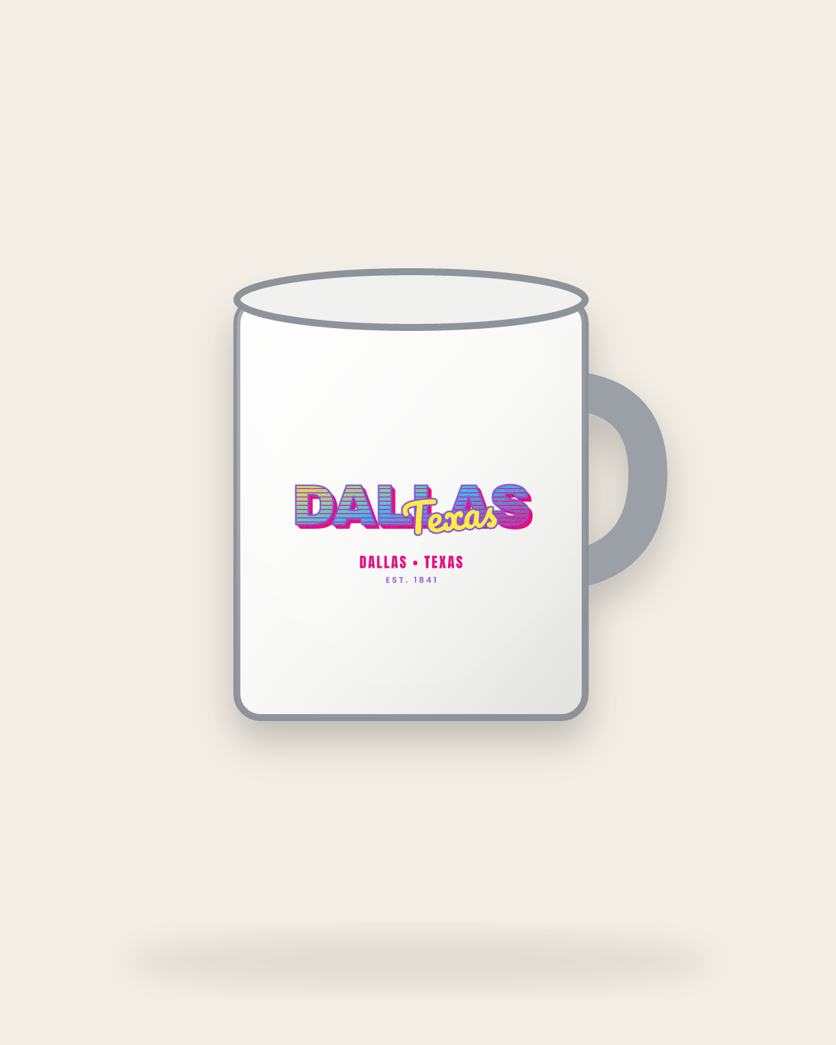 Dallas Music TV Enamel Camp Mug in White