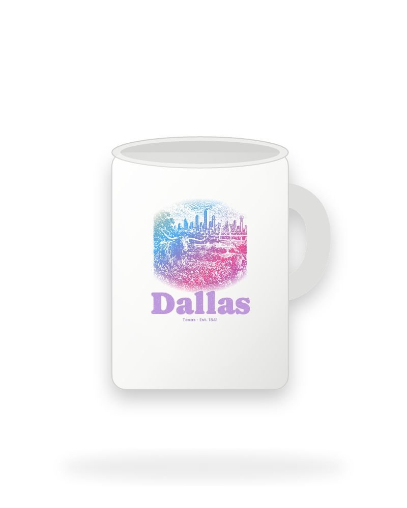 Dallas Bluebonnet Longhorn Ceramic Mug 15oz