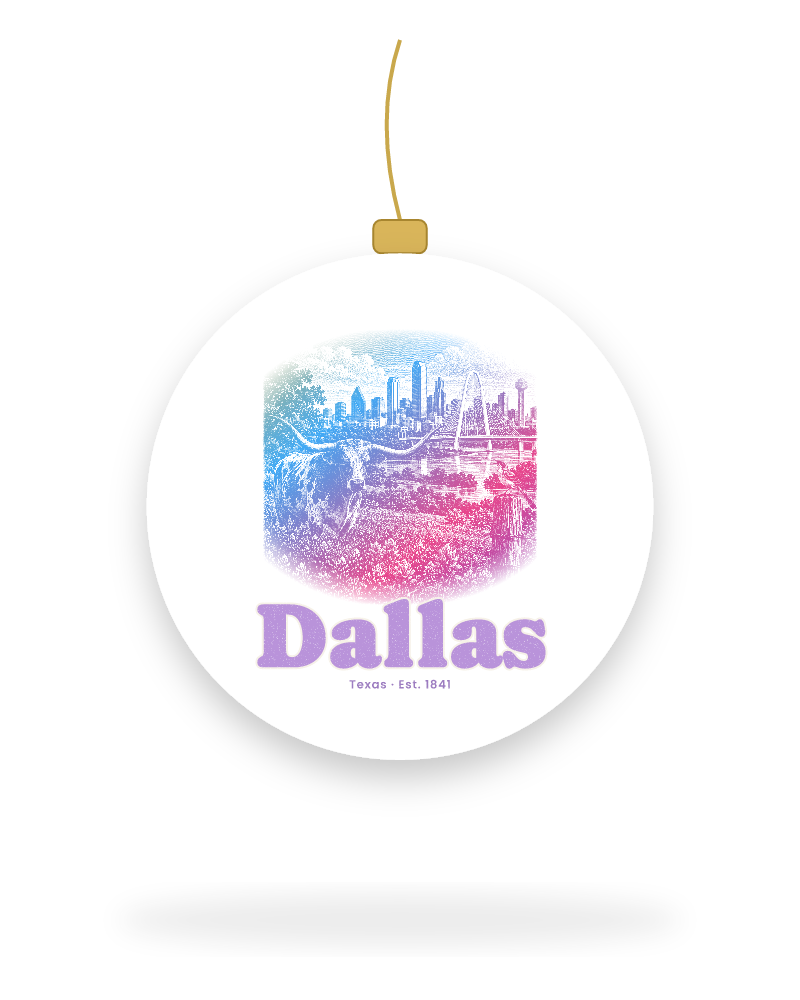 Dallas Bluebonnet Longhorn Ceramic Ornament