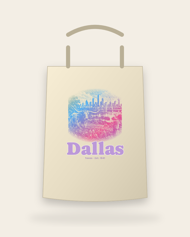 Dallas Bluebonnet Longhorn Canvas Tote