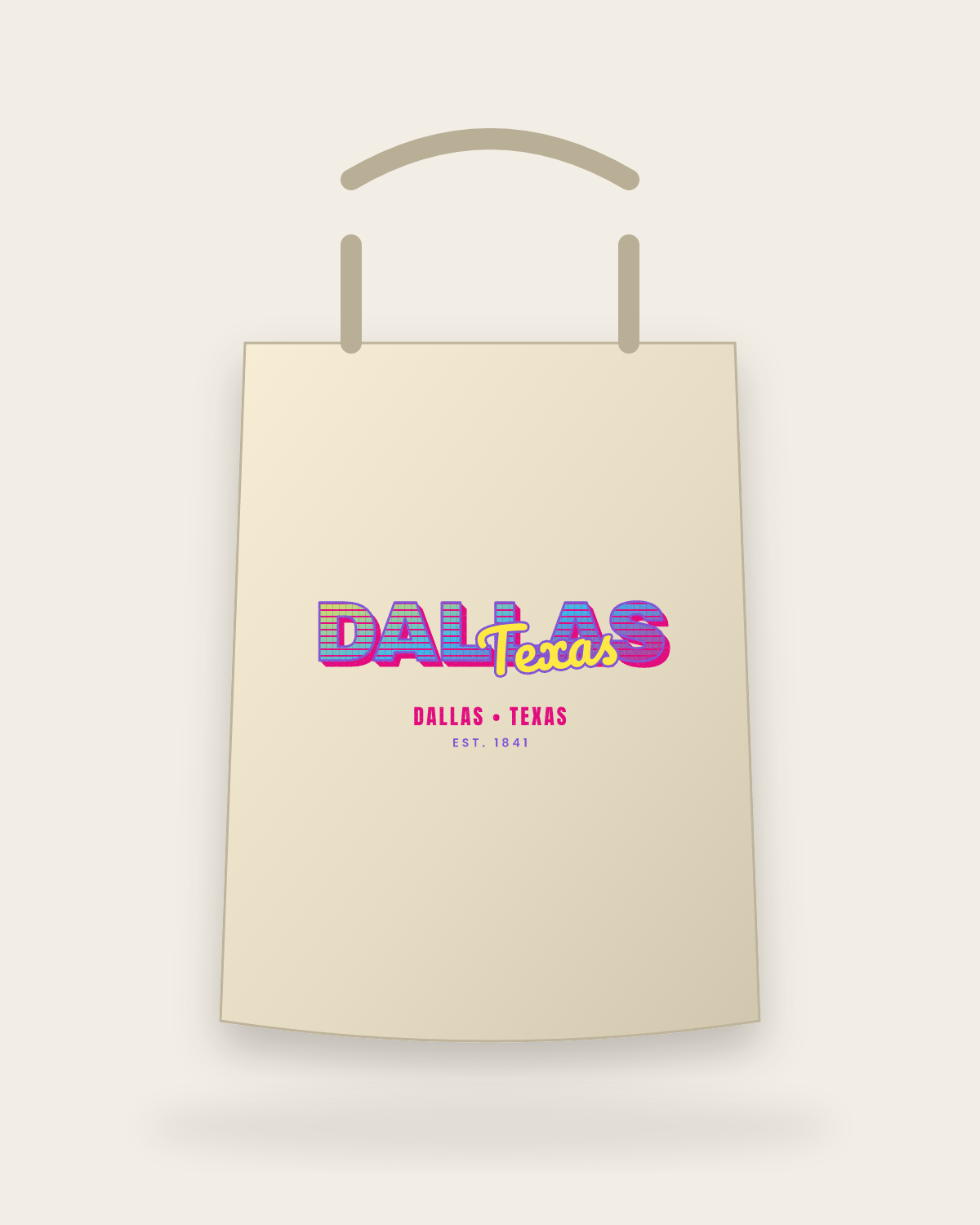 Dallas Music TV Canvas Tote in Beige