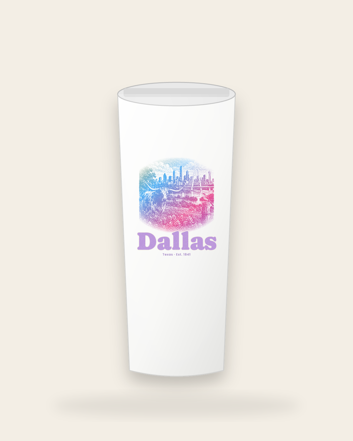 Dallas Bluebonnet Longhorn Insulated Tumbler 20oz in White