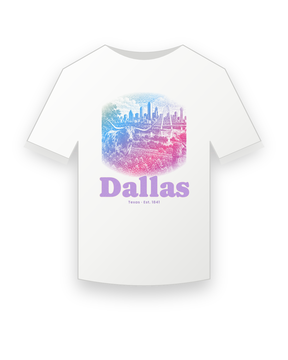 Dallas Bluebonnet Longhorn Youth Tee in White