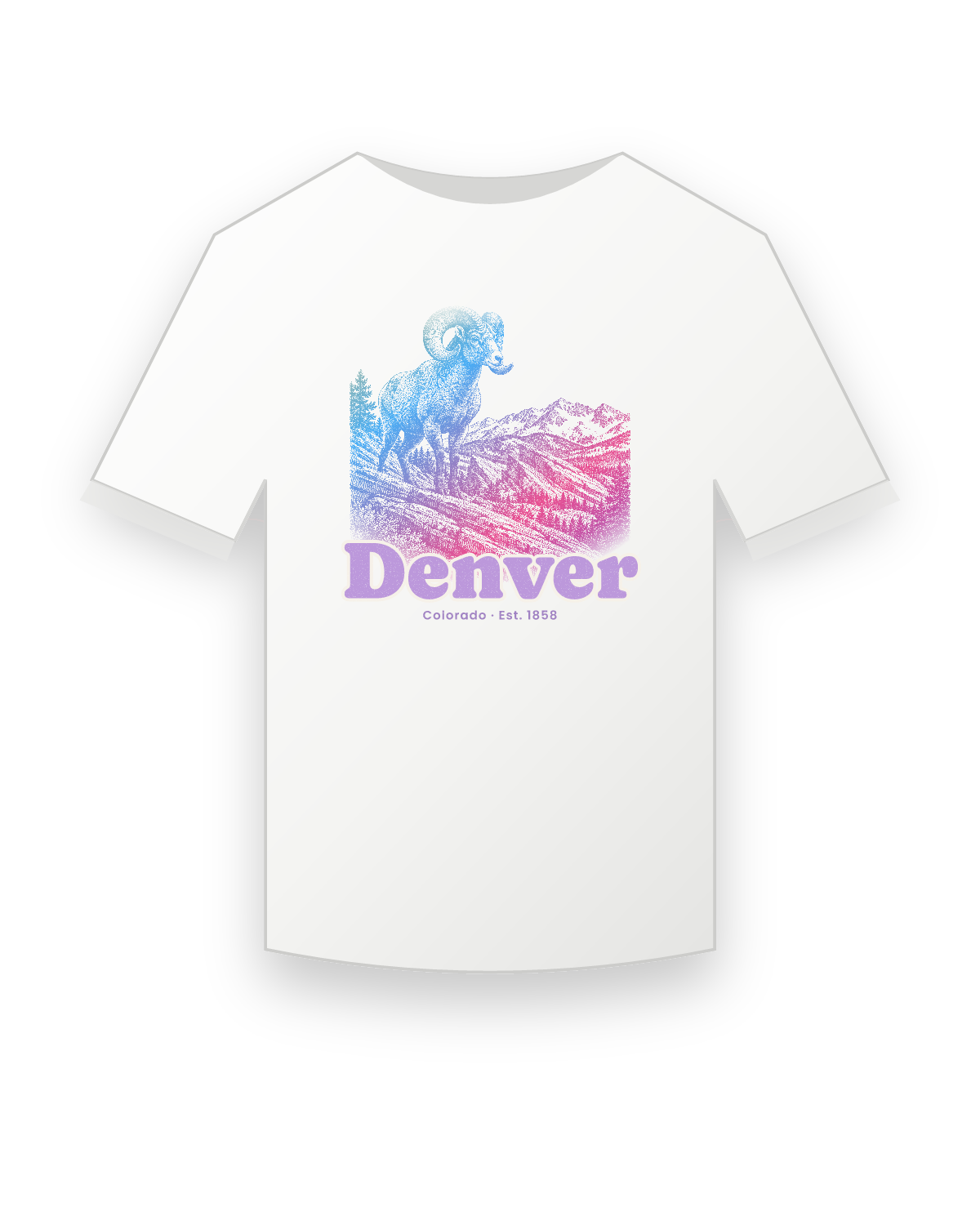 Denver Bighorn Ram Youth Tee in White