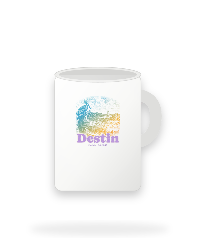 Destin Pier Pelican Ceramic Mug 15oz