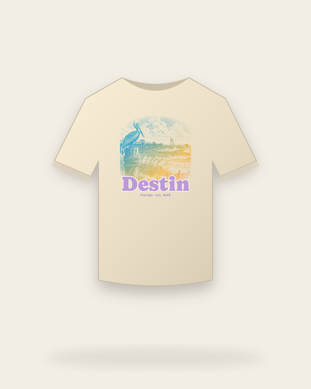 Destin Pier Pelican Classic Tee in Natural