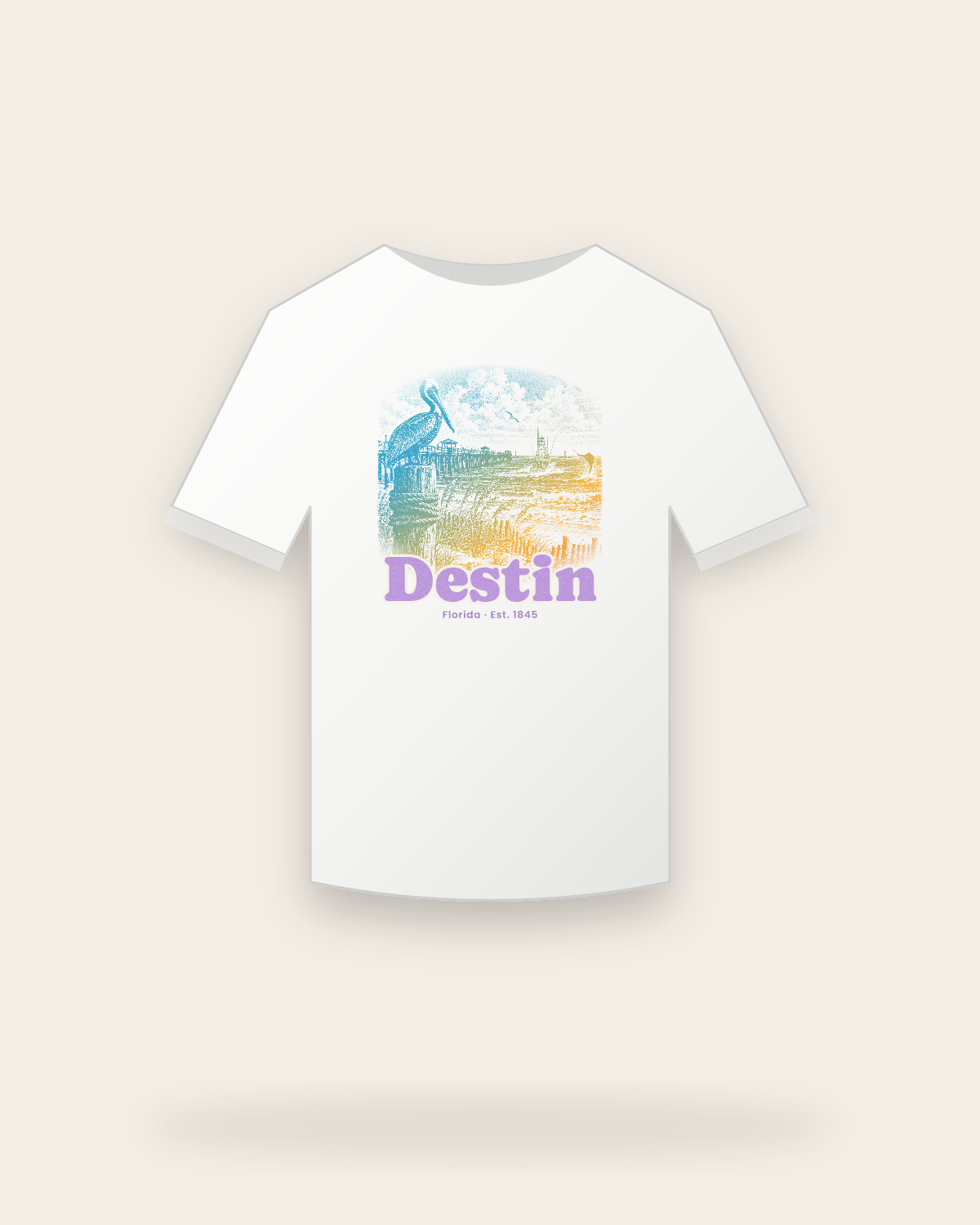 Destin Pier Pelican Youth Tee in White