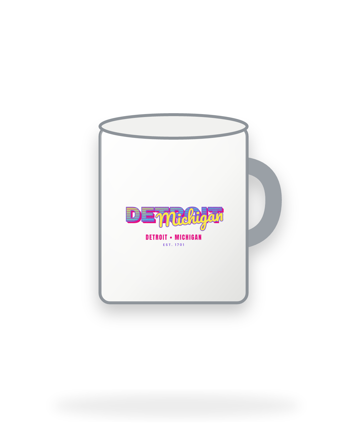 Detroit Music TV Enamel Camp Mug in White
