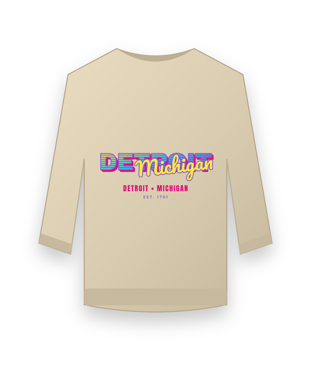 Detroit Music TV Crewneck Sweatshirt in Sand