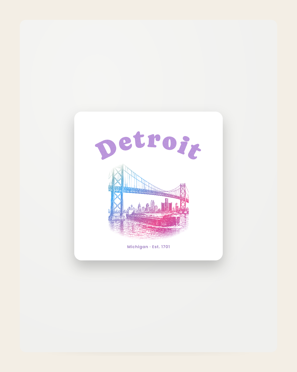 Detroit Ambassador Bridge Fridge Magnet in White