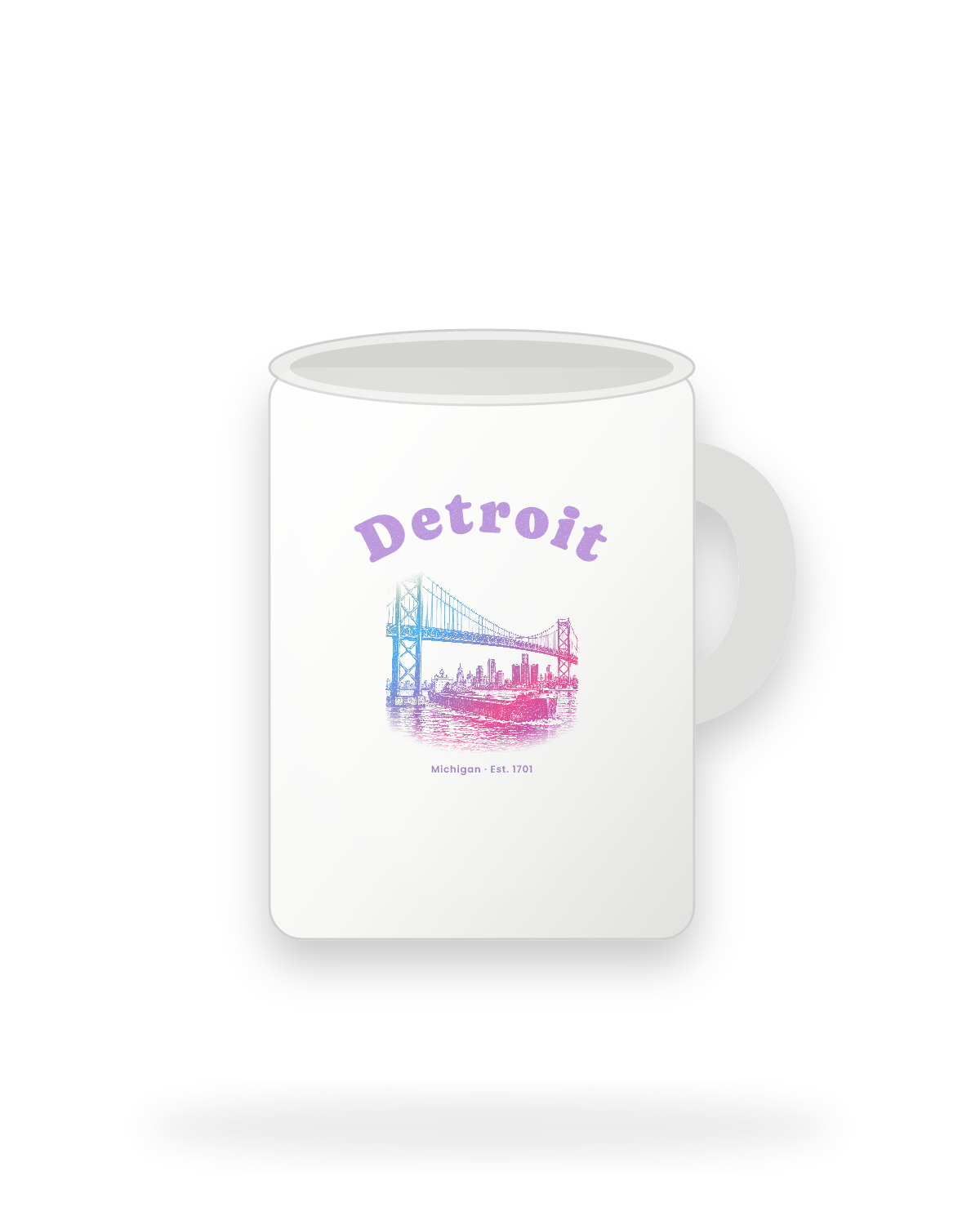 Detroit Ambassador Bridge Ceramic Mug 15oz in White