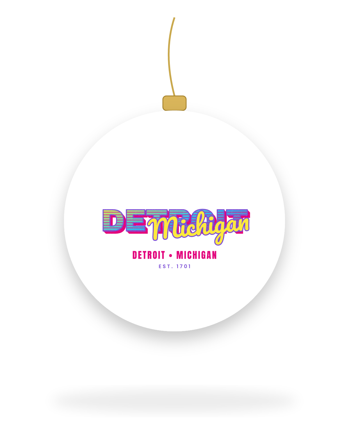 Detroit Music TV Ceramic Ornament in White