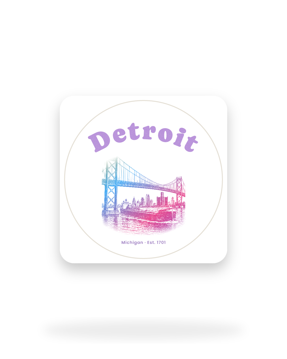 Detroit Ambassador Bridge Kiss-Cut Sticker in White