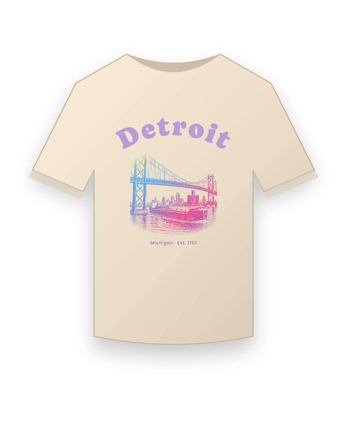Detroit Ambassador Bridge Organic Cotton Tee in Natural