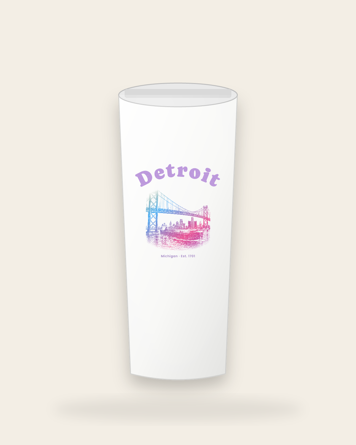 Detroit Ambassador Bridge Insulated Tumbler 20oz in White