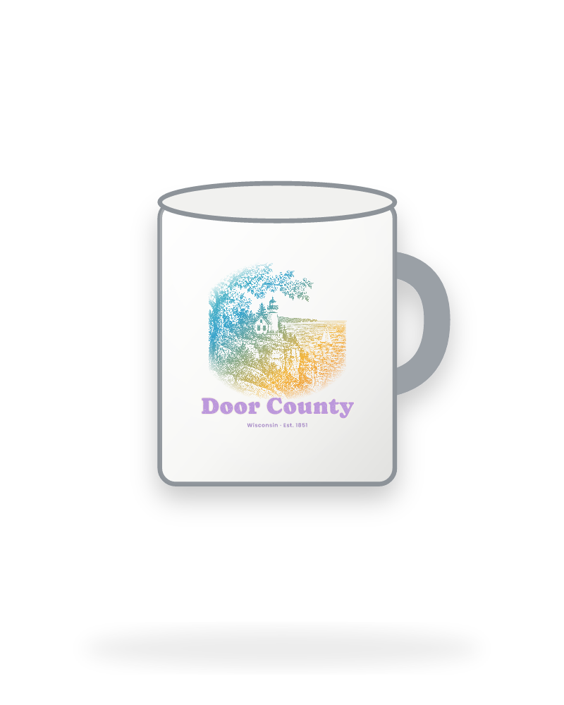 Door County Cherry Blossom Lighthouse Enamel Camp Mug