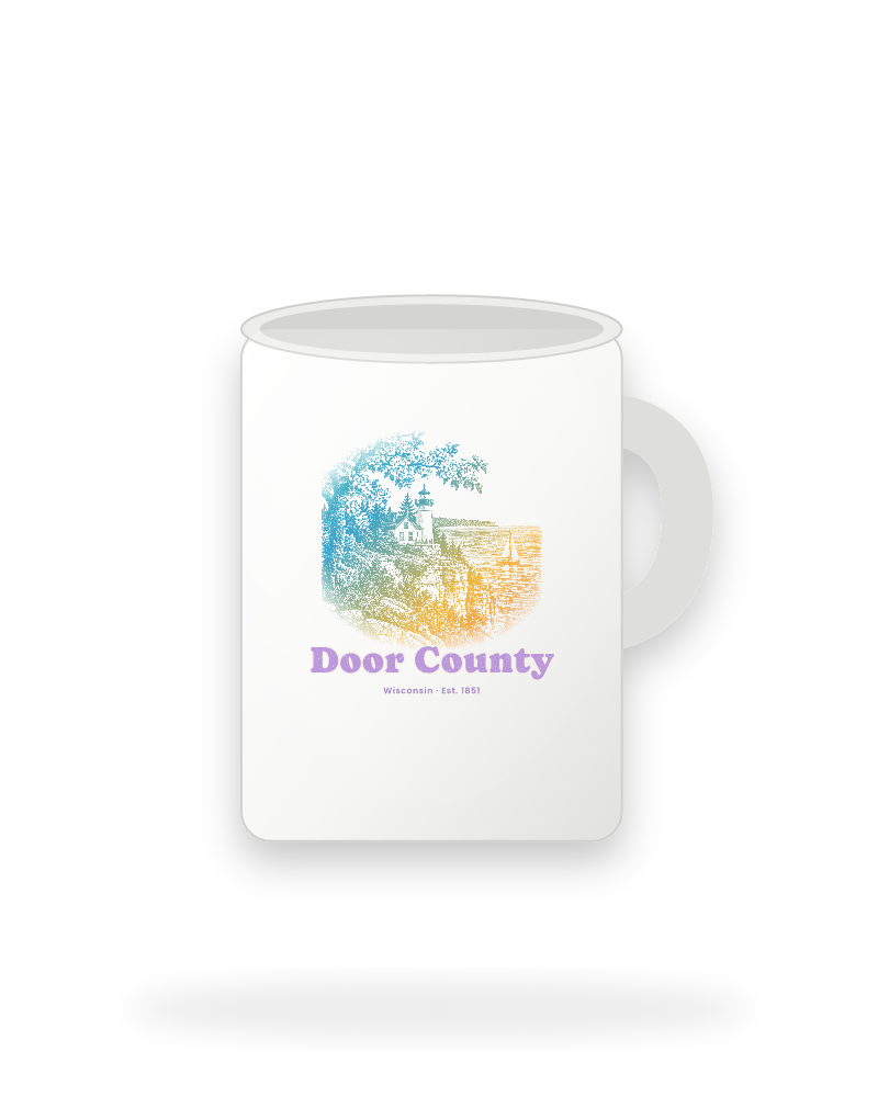 Door County Cherry Blossom Lighthouse Ceramic Mug 15oz