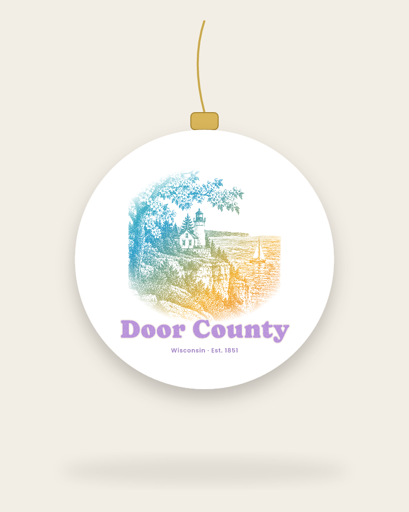 Door County Cherry Blossom Lighthouse Ceramic Ornament