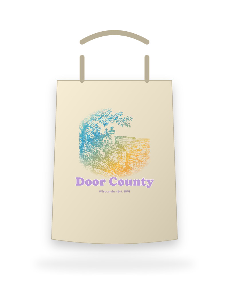 Door County Cherry Blossom Lighthouse Canvas Tote