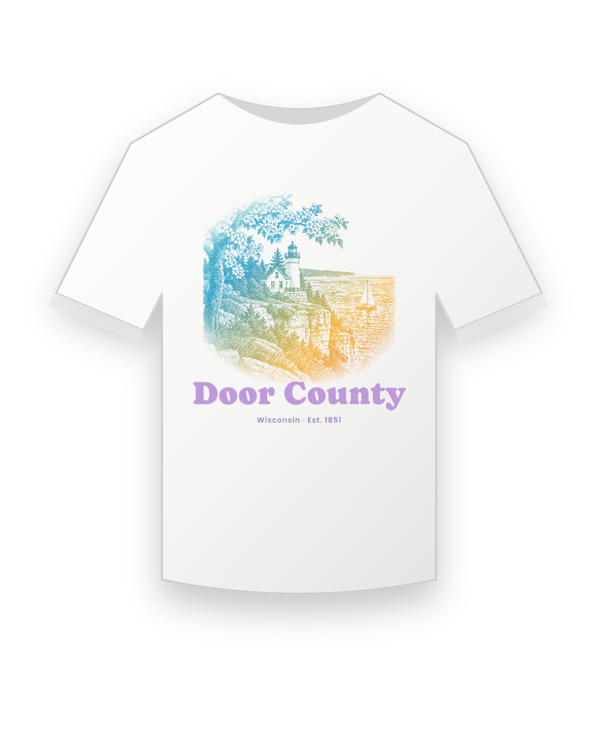 Door County Cherry Blossom Lighthouse Youth Tee in White
