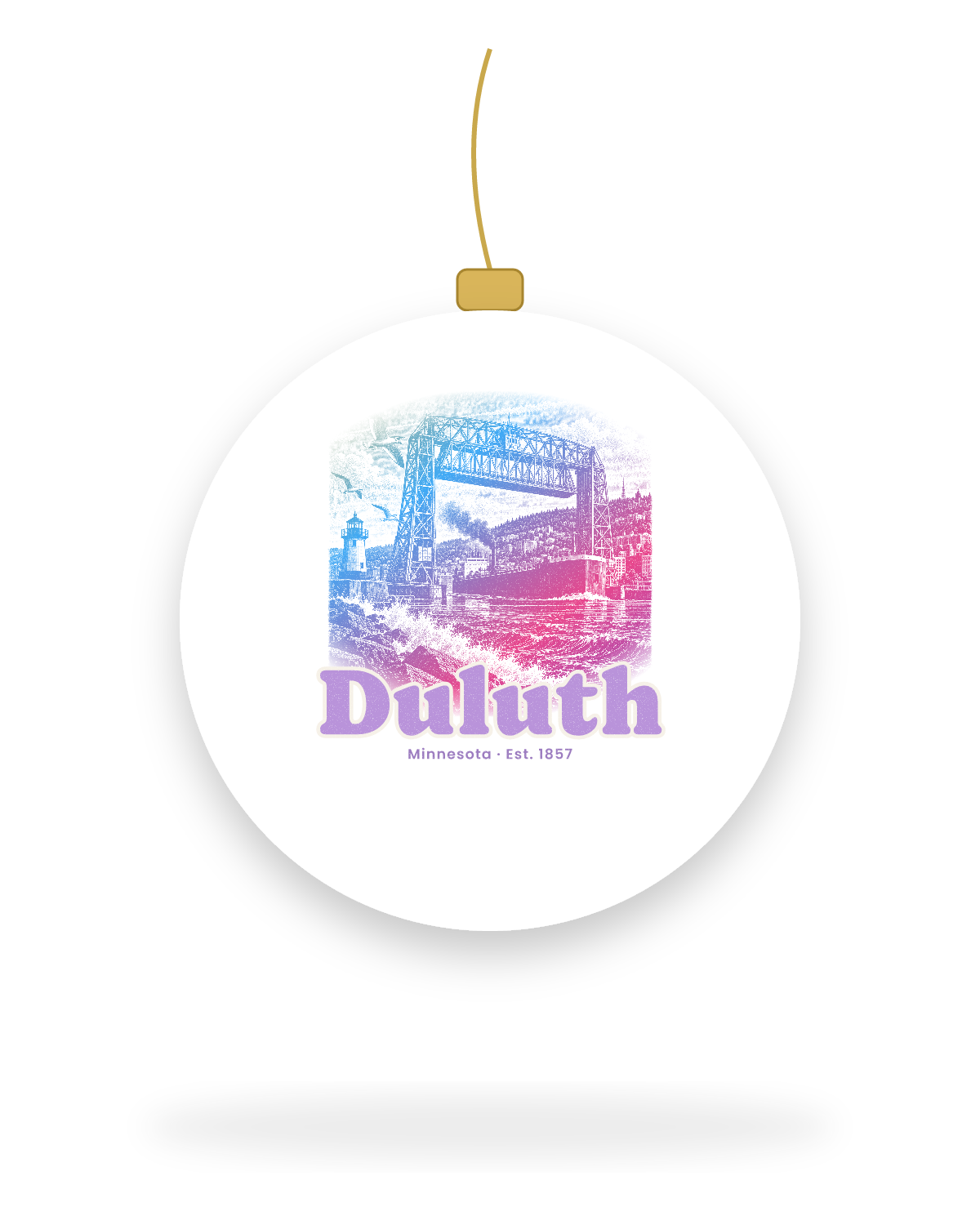 Duluth Lift Bridge Ceramic Ornament in White