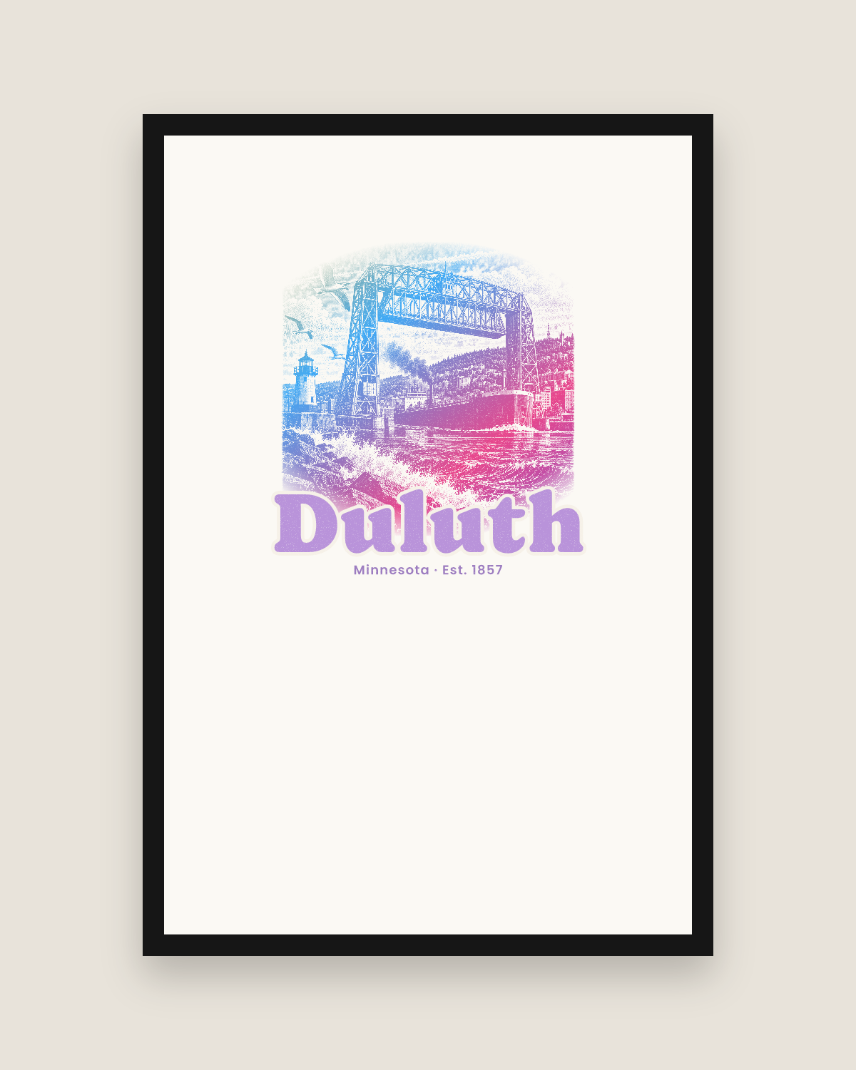 Duluth Lift Bridge Matte Poster in White