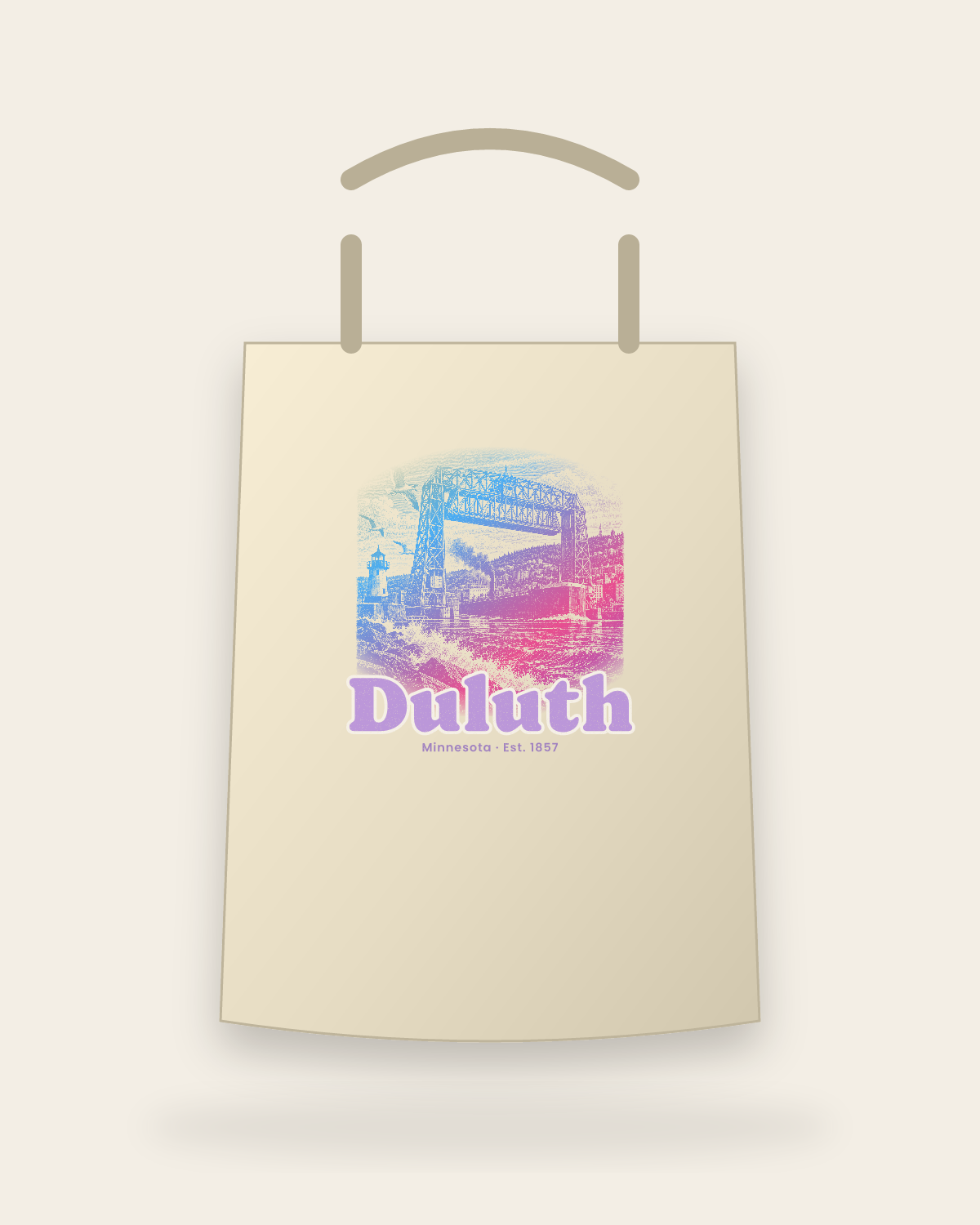 Duluth Lift Bridge Canvas Tote in Beige