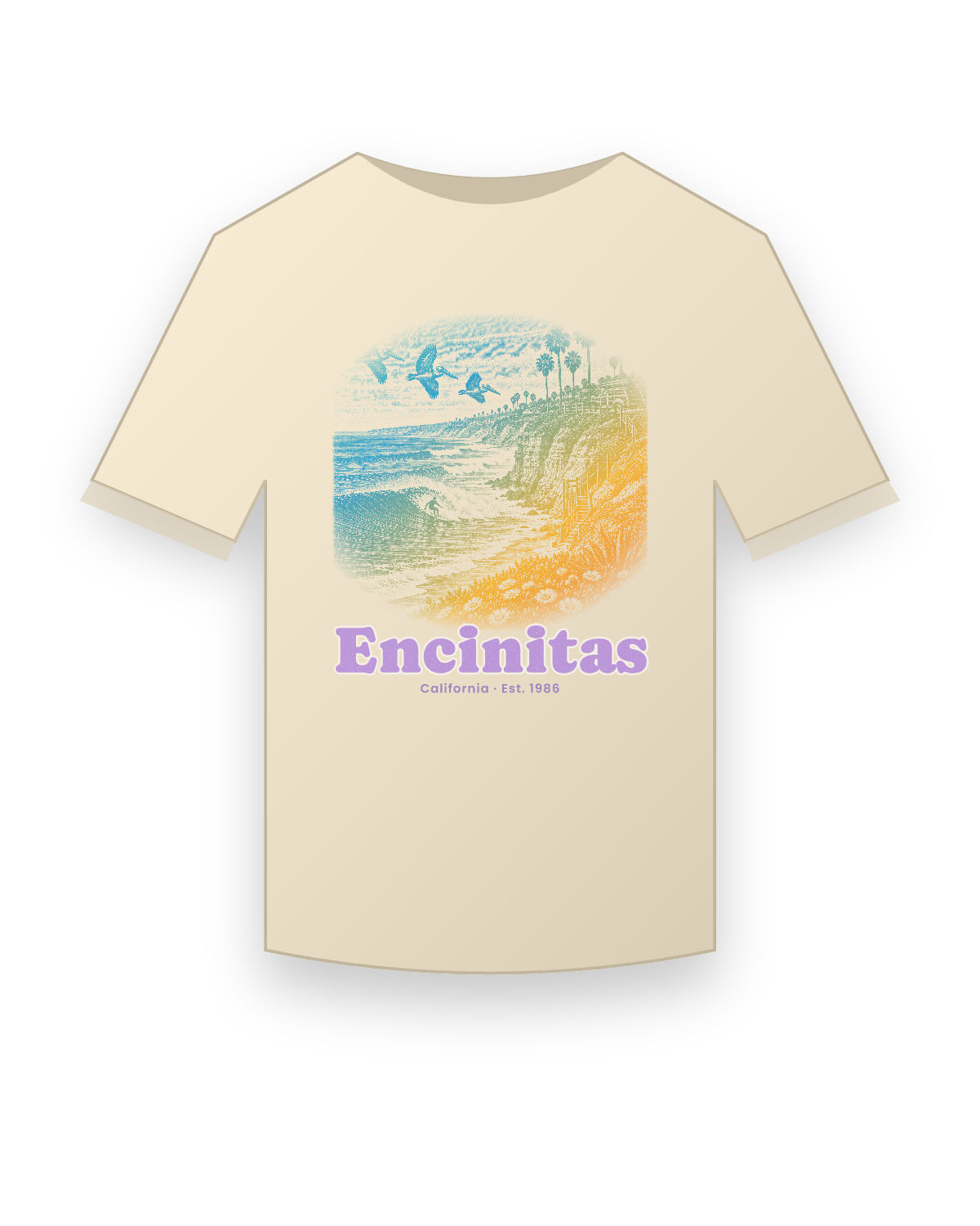 Encinitas Reef Break Classic Tee in Natural