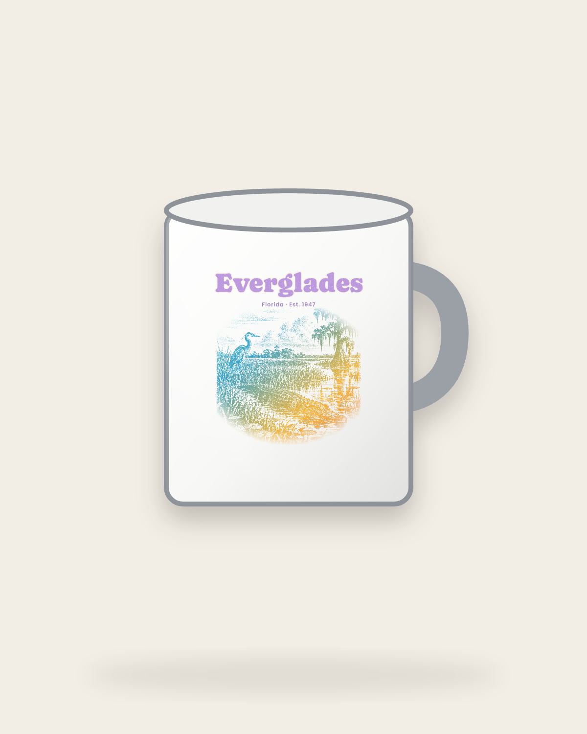 Everglades Sawgrass Gator Enamel Camp Mug in White