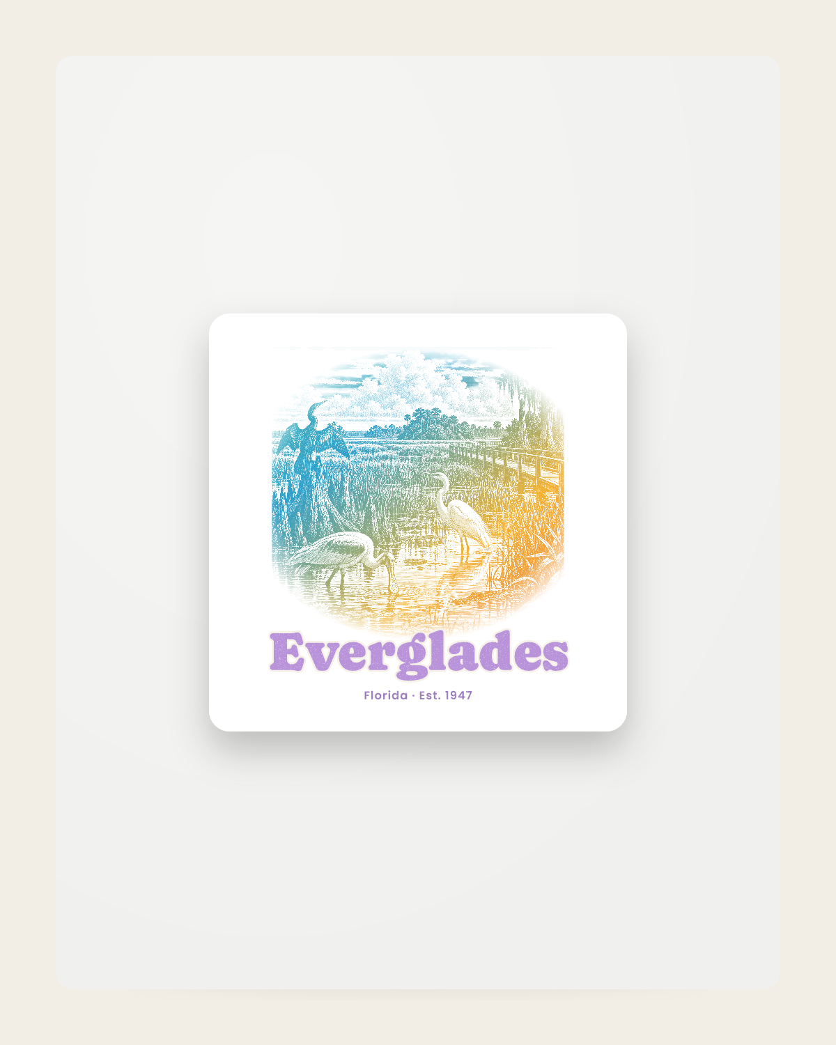 Everglades Wading Birds Fridge Magnet in White