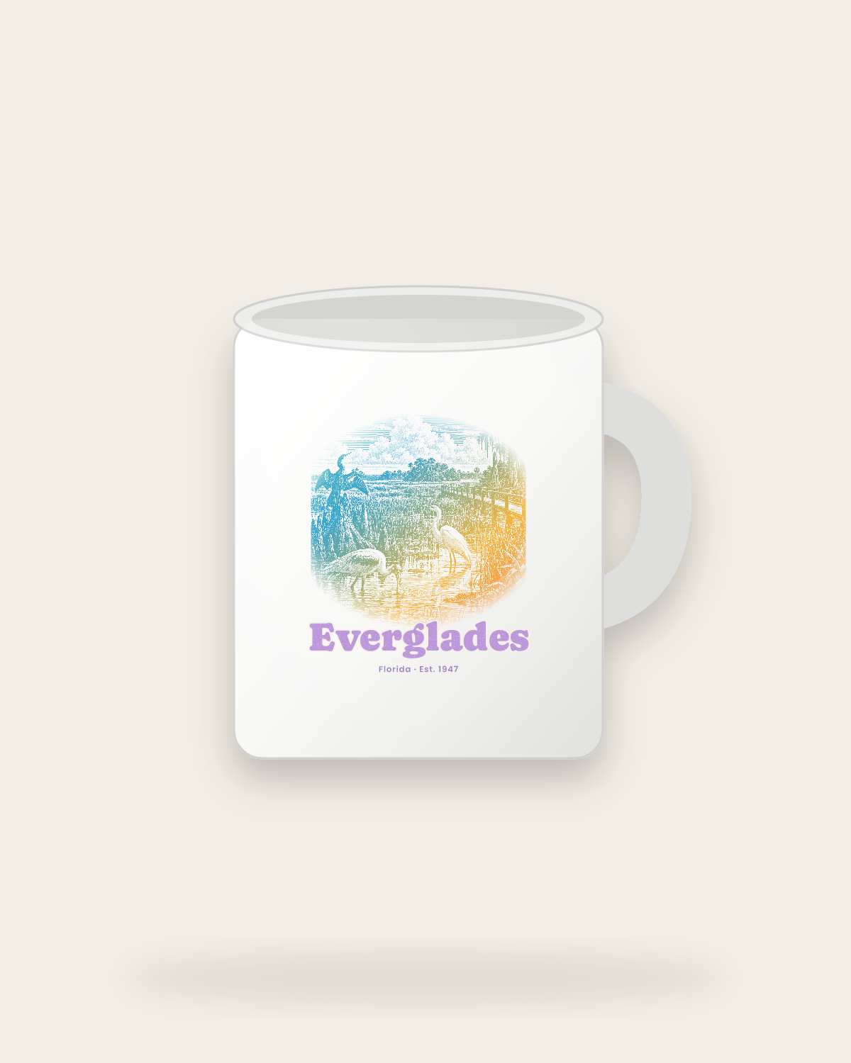 Everglades Wading Birds Ceramic Mug 11oz in White