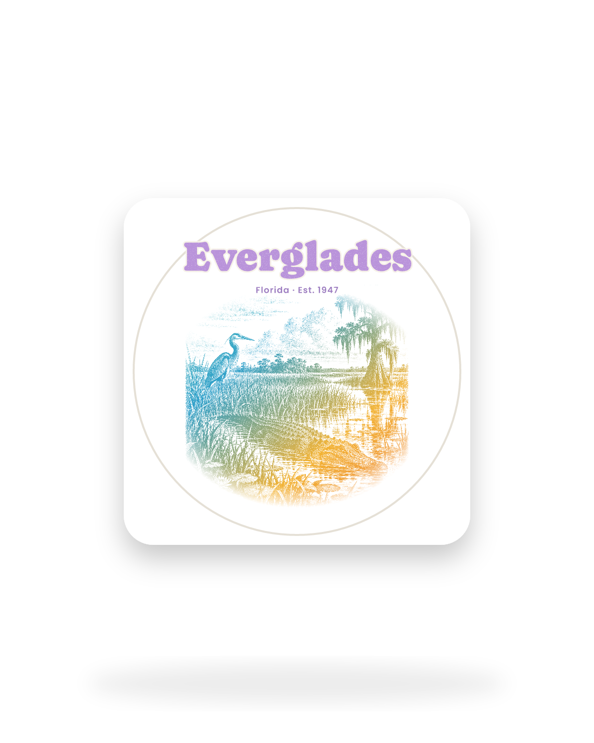 Everglades Sawgrass Gator Kiss-Cut Sticker in White