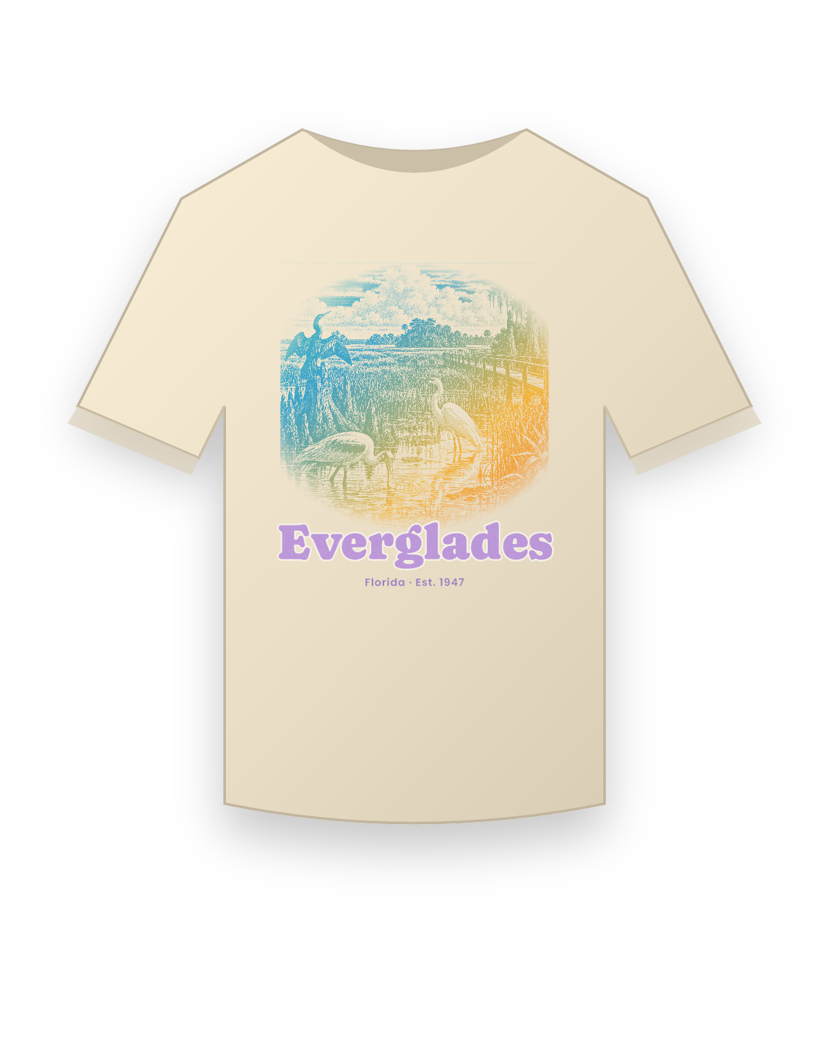 Everglades Wading Birds Organic Cotton Tee in Natural