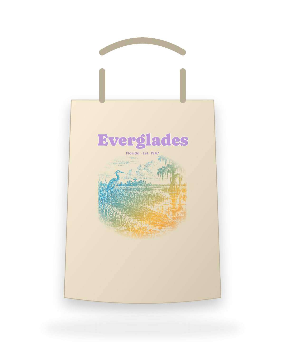 Everglades Sawgrass Gator Canvas Tote in Beige