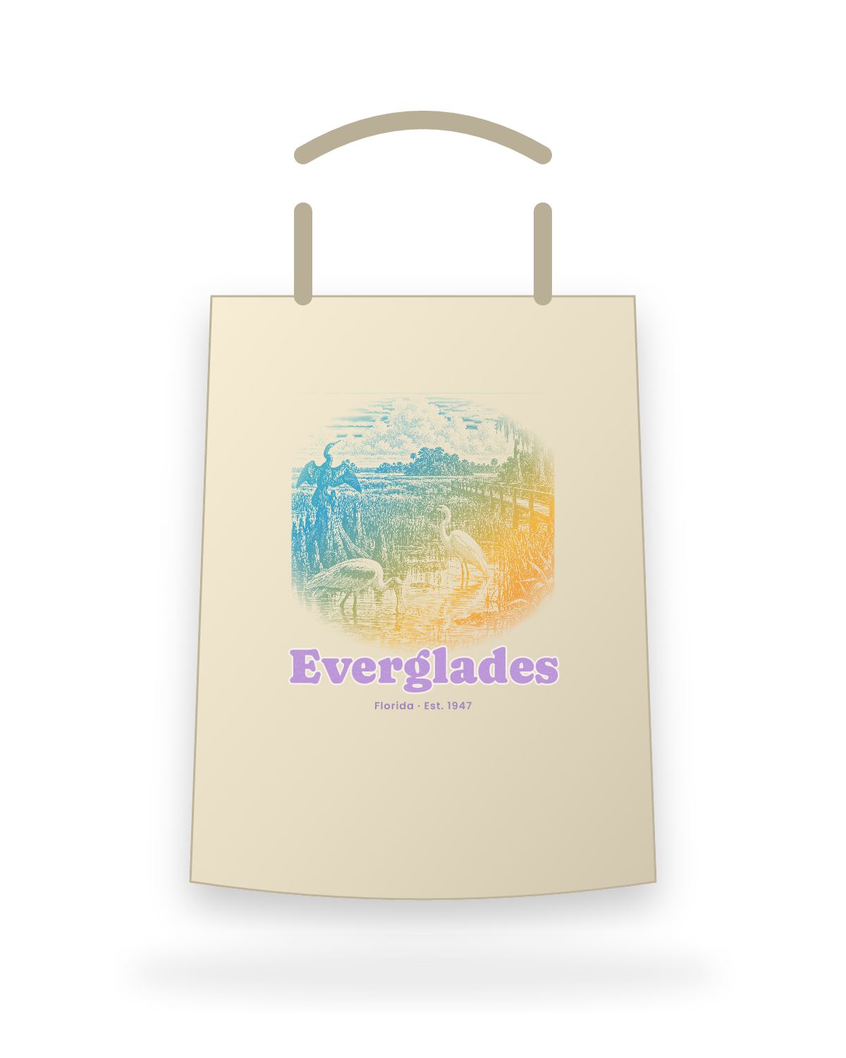 Everglades Wading Birds Canvas Tote in Beige