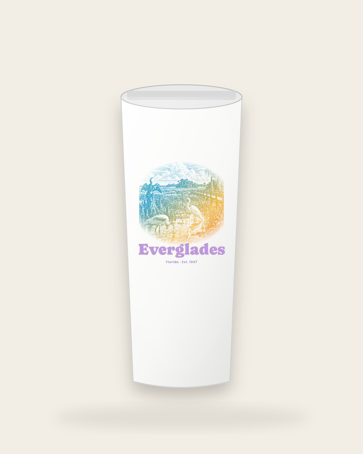 Everglades Wading Birds Insulated Tumbler 20oz in White