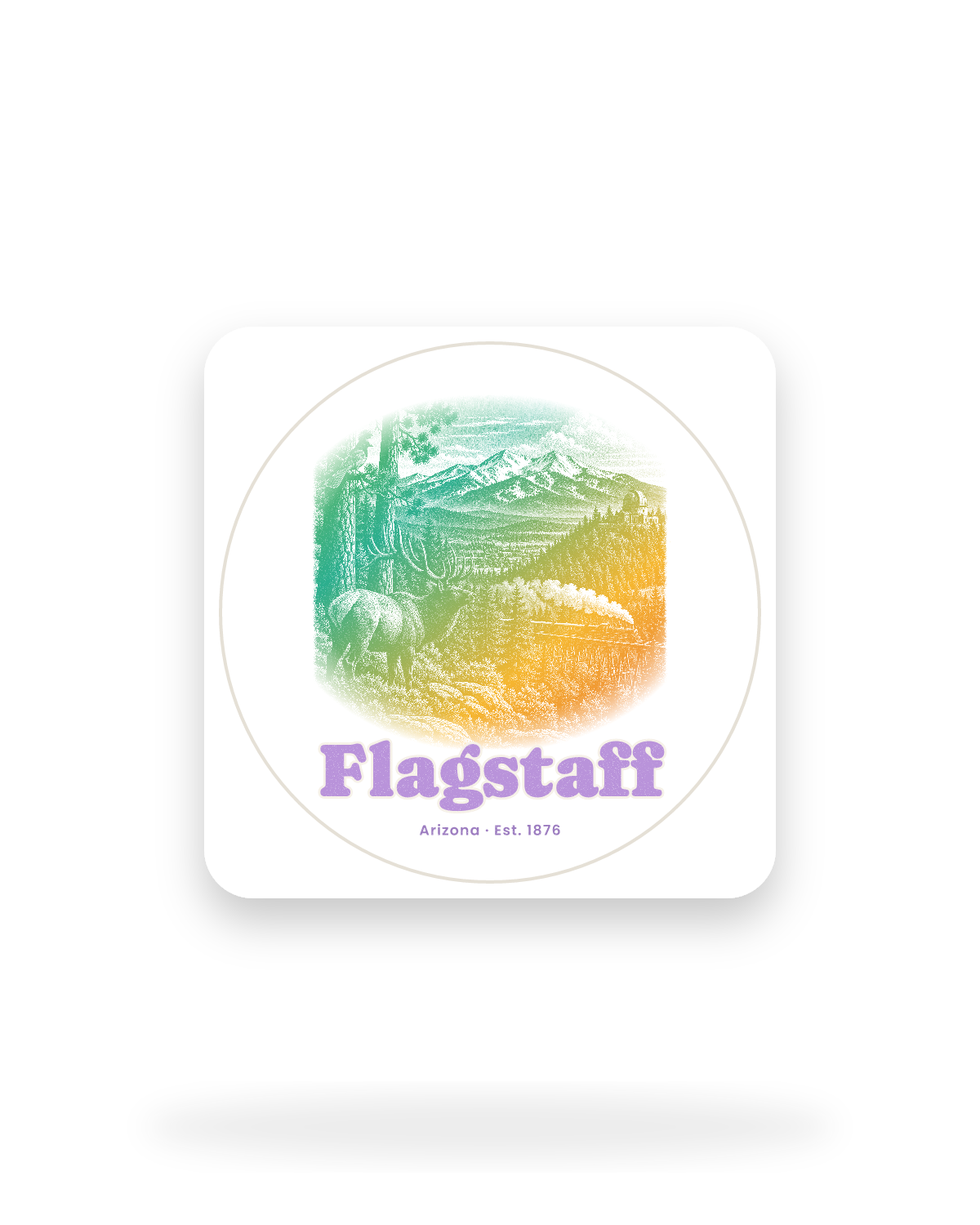 Flagstaff Ponderosa Elk Kiss-Cut Sticker in White