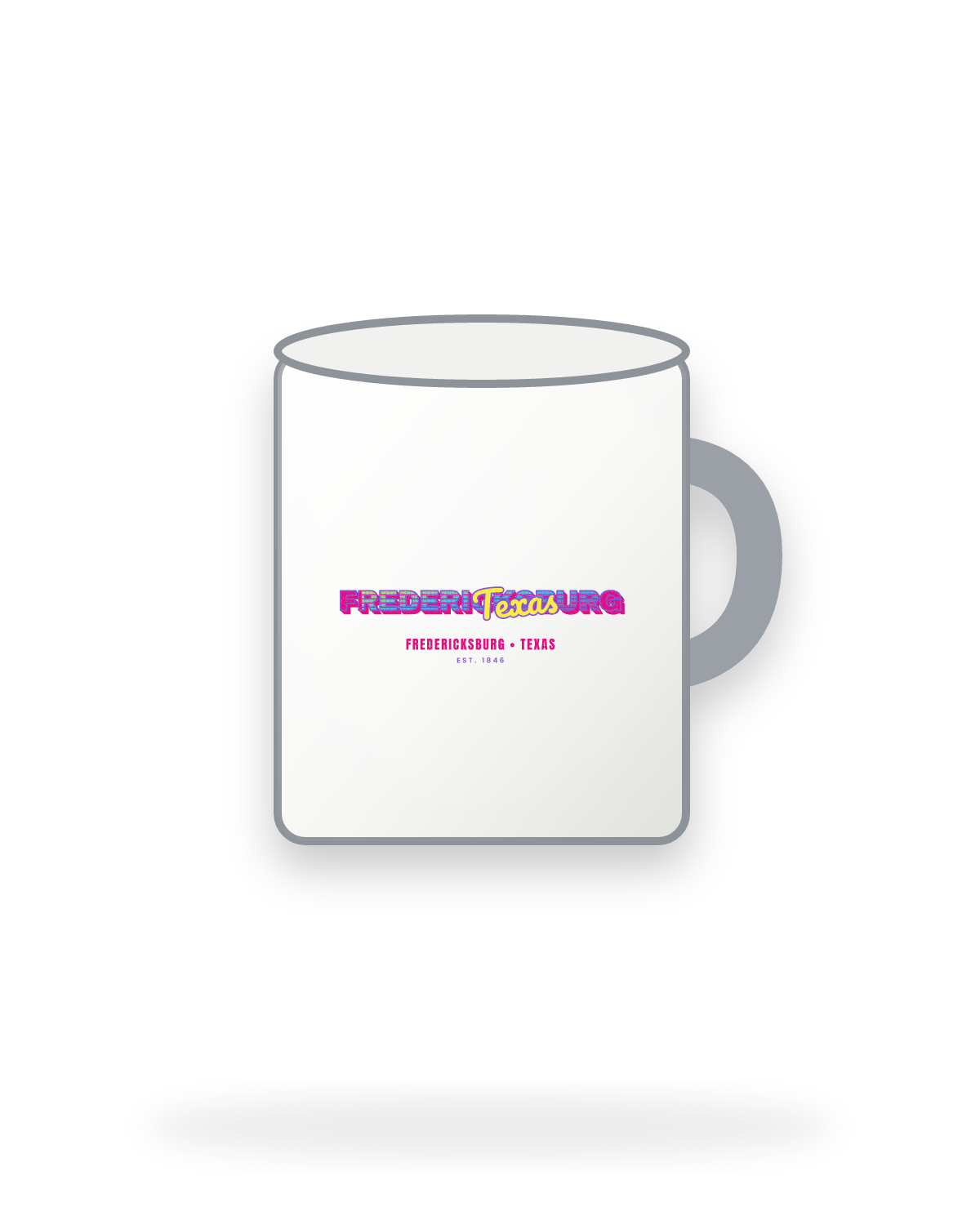 Fredericksburg Music TV Enamel Camp Mug in White